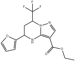 5-(2-呋喃基)-7-(三氟甲基)-4,5,6,7-四氢吡唑[1,5-A]嘧啶-3-甲酸乙酯 结构式