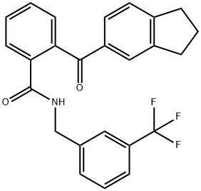 2-(2,3-DIHYDRO-1H-INDEN-5-YLCARBONYL)-N-[3-(TRIFLUOROMETHYL)BENZYL]BENZENECARBOXAMIDE 结构式