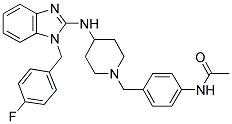 N-(4-(4-[1-(4-Fluoro-benzyl)-1H-benzoimidazol-2-ylamino]-piperidin-1-ylmethyl)-phenyl)-acetamide 结构式