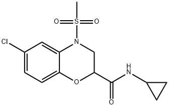 6-CHLORO-N-CYCLOPROPYL-4-(METHYLSULFONYL)-3,4-DIHYDRO-2H-1,4-BENZOXAZINE-2-CARBOXAMIDE 结构式