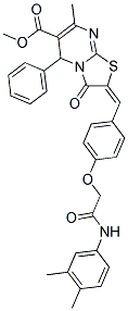 (E)-METHYL 2-(4-(2-(3,4-DIMETHYLPHENYLAMINO)-2-OXOETHOXY)BENZYLIDENE)-7-METHYL-3-OXO-5-PHENYL-3,5-DIHYDRO-2H-THIAZOLO[3,2-A]PYRIMIDINE-6-CARBOXYLATE 结构式