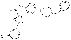 N-(4-(4-BENZYLPIPERAZIN-1-YL)PHENYL)-5-(3-CHLOROPHENYL)FURAN-2-CARBOXAMIDE 结构式