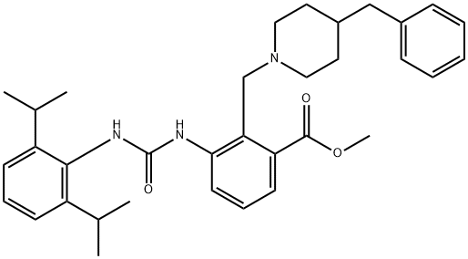 METHYL 2-[(4-BENZYLPIPERIDINO)METHYL]-3-([(2,6-DIISOPROPYLANILINO)CARBONYL]AMINO)BENZENECARBOXYLATE 结构式