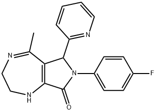 7-(4-FLUOROPHENYL)-5-METHYL-6-PYRIDIN-2-YL-2,3,6,7-TETRAHYDROPYRROLO[3,4-E][1,4]DIAZEPIN-8(1H)-ONE 结构式