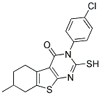 3-(4-CHLORO-PHENYL)-2-MERCAPTO-7-METHYL-5,6,7,8-TETRAHYDRO-3H-BENZO[4,5]THIENO[2,3-D]PYRIMIDIN-4-ONE 结构式