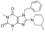 7-BENZYL-1,3-DIMETHYL-8-(3-METHYLPIPERIDIN-1-YL)-1H-PURINE-2,6(3H,7H)-DIONE 结构式