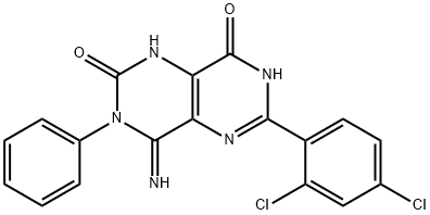 6-(2,4-DICHLOROPHENYL)-4-IMINO-3-PHENYL-1,3,4,7-TETRAHYDROPYRIMIDO[5,4-D]PYRIMIDINE-2,8-DIONE 结构式