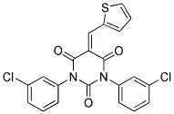 1,3-Bis(3-chlorophenyl)-5-(2-thienylmethylene)-1,3-diazaperhydroine-2,4,6-trione 结构式
