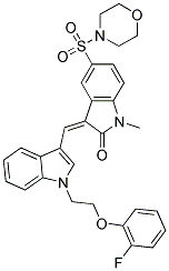 (Z)-3-((1-(2-(2-FLUOROPHENOXY)ETHYL)-1H-INDOL-3-YL)METHYLENE)-1-METHYL-5-(MORPHOLINOSULFONYL)INDOLIN-2-ONE 结构式