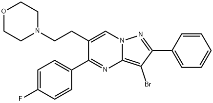 3-BROMO-5-(4-FLUOROPHENYL)-6-(2-MORPHOLINOETHYL)-2-PHENYLPYRAZOLO[1,5-A]PYRIMIDINE 结构式
