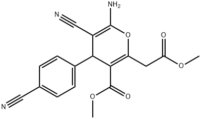 METHYL 6-AMINO-5-CYANO-4-(4-CYANOPHENYL)-2-(2-METHOXY-2-OXOETHYL)-4H-PYRAN-3-CARBOXYLATE 结构式