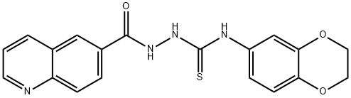 N-(2,3-Dihydro-1,4-benzodioxin-6-yl)-2-(6-quinolinylcarbonyl)-1-hydrazinecarbothioamide 结构式