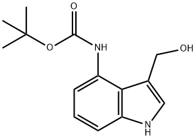3-(羟甲基)-1H-吲哚-4-基氨基甲酸叔丁酯 结构式