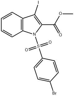 Methyl 1-[(4-bromophenyl)sulfonyl]-3-iodo-1H-indole-2-carboxylate 结构式