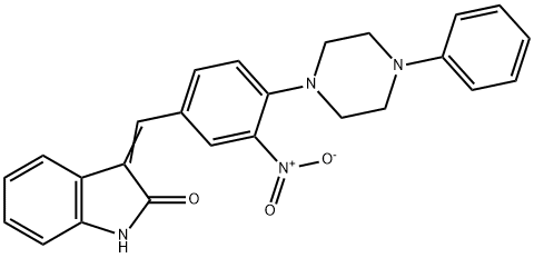 3-((Z)-[3-NITRO-4-(4-PHENYLPIPERAZINO)PHENYL]METHYLIDENE)-1H-INDOL-2-ONE 结构式