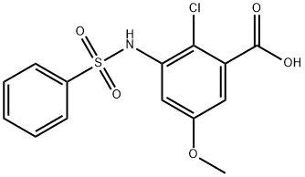 2-氯-5-甲氧基-3-(苯磺酰基氨基)苯甲酸 结构式