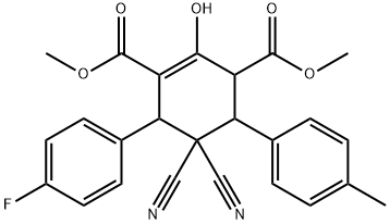 DIMETHYL 5,5-DICYANO-6-(4-FLUOROPHENYL)-2-HYDROXY-4-(4-METHYLPHENYL)-1-CYCLOHEXENE-1,3-DICARBOXYLATE 结构式