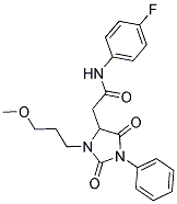 N-(4-FLUOROPHENYL)-2-[3-(3-METHOXYPROPYL)-2,5-DIOXO-1-PHENYL-4-IMIDAZOLIDINYL]ACETAMIDE 结构式