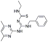 N-{(1E)-(BENZYLAMINO)[(4,6-DIMETHYLPYRIMIDIN-2-YL)AMINO]METHYLENE}-N'-ETHYLTHIOUREA 结构式