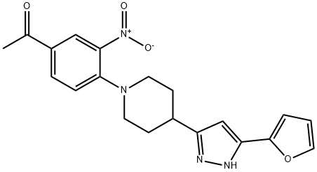 1-(4-(4-[5-(2-FURYL)-1H-PYRAZOL-3-YL]PIPERIDINO)-3-NITROPHENYL)-1-ETHANONE 结构式