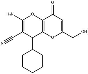 2-AMINO-4-CYCLOHEXYL-6-(HYDROXYMETHYL)-8-OXO-4,8-DIHYDROPYRANO[3,2-B]PYRAN-3-CARBONITRILE 结构式