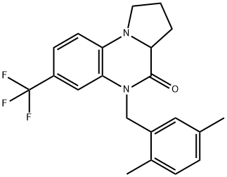 5-[(2,5-二甲基苯基)甲基]-1,2,3,3A-四氢-7-(三氟甲基)-吡咯并[1,2-A]喹喔啉-4(5H)-酮 结构式