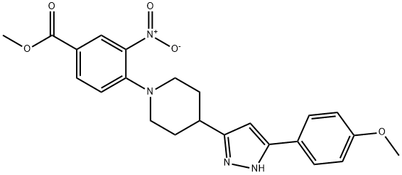 METHYL 4-(4-[5-(4-METHOXYPHENYL)-1H-PYRAZOL-3-YL]PIPERIDINO)-3-NITROBENZENECARBOXYLATE 结构式