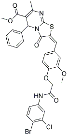 (E)-METHYL 2-(4-(2-(4-BROMO-3-CHLOROPHENYLAMINO)-2-OXOETHOXY)-3-METHOXYBENZYLIDENE)-7-METHYL-3-OXO-5-PHENYL-3,5-DIHYDRO-2H-THIAZOLO[3,2-A]PYRIMIDINE-6-CARBOXYLATE 结构式