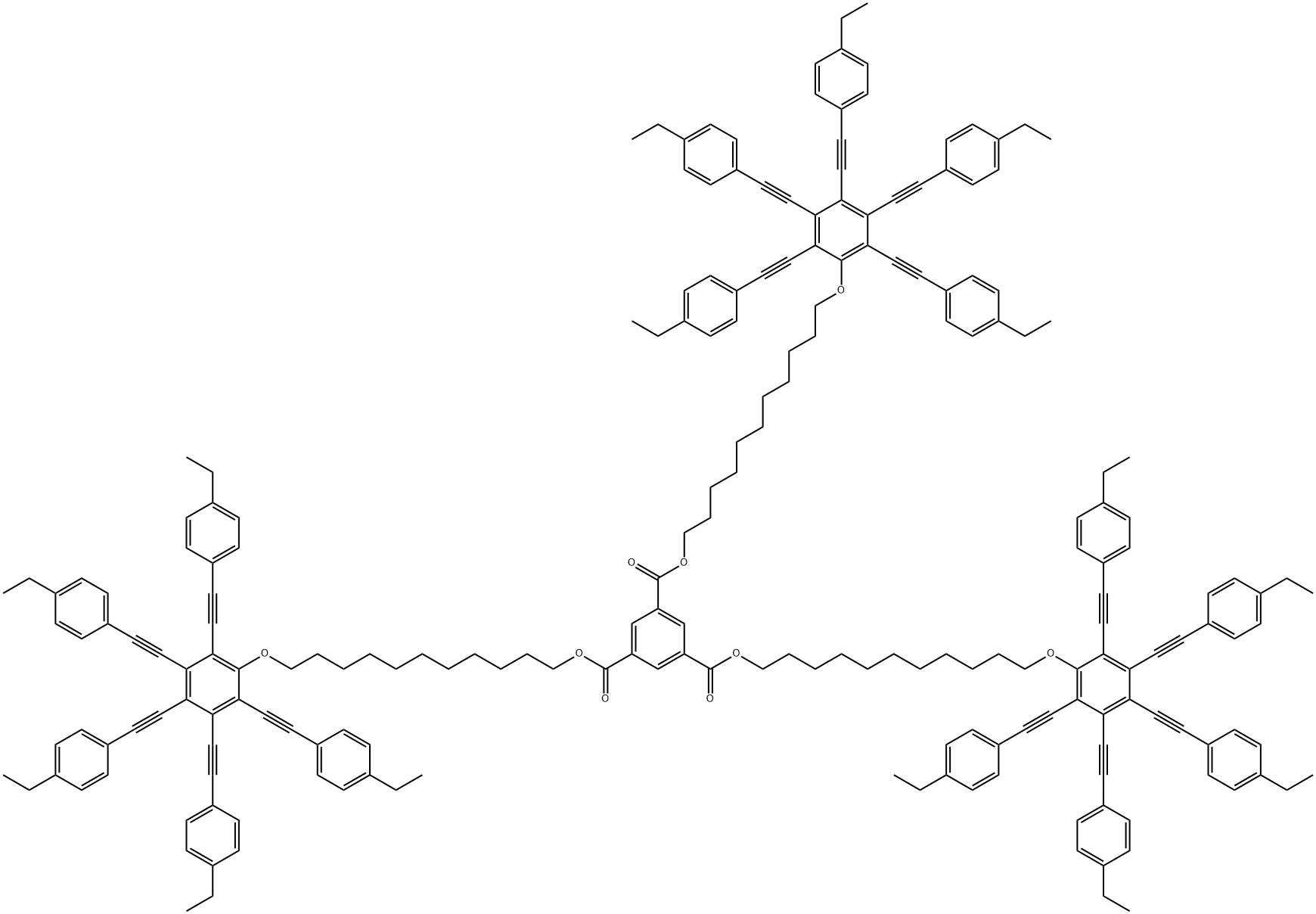 Tris-[11-pentakis-(4'-ethylphenylethynyl)phenoxyundecyl]trimesate 结构式