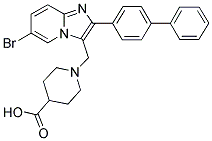 1-(2-Biphenyl-4-yl-6-bromo-imidazo[1,2-a]pyridin-3-ylmethyl)-piperidine-4-carboxylic acid 结构式