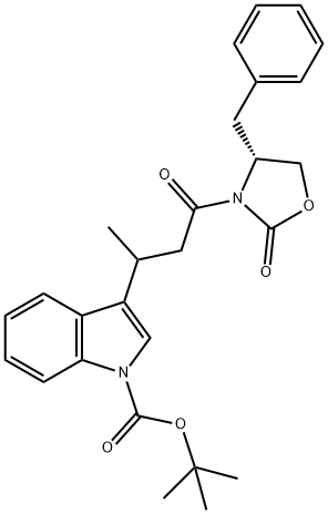 TERT-BUTYL 3-[1-METHYL-3-(4-BENZYL-2-OXO-1,3-OXAZOLIDIN-3-YL)-3-OXOPROPYL]INDOLE-1-CARBOXYLATE 结构式
