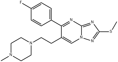 5-(4-Fluorophenyl)-6-[2-(4-methylpiperazino)ethyl]-2-(methylsulfanyl)[1,2,4]triazolo[1,5-a]pyrimidine 结构式