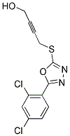 4-([5-(2,4-DICHLOROPHENYL)-1,3,4-OXADIAZOL-2-YL]THIO)BUT-2-YN-1-OL 结构式