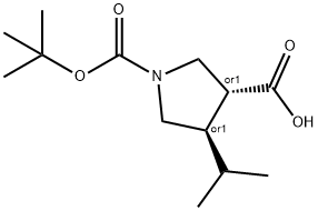 BOC-(+/-)-TRANS-4-异丙基-吡咯-3-羧酸 结构式