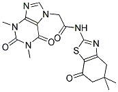 2-(1,3-DIMETHYL-2,6-DIOXO-1,2,3,6-TETRAHYDRO-7H-PURIN-7-YL)-N-(5,5-DIMETHYL-7-OXO-4,5,6,7-TETRAHYDRO-1,3-BENZOTHIAZOL-2-YL)ACETAMIDE 结构式