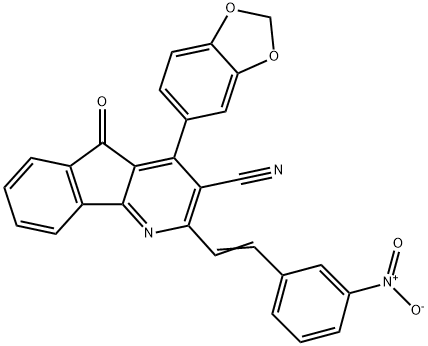 4-(1,3-Benzodioxol-5-yl)-2-[(E)-2-(3-nitrophenyl)ethenyl]-5-oxo-5H-indeno[1,2-b]pyridine-3-carbonitrile 结构式