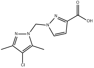 1-[(4-氯-3,5-二甲基-1H-吡唑-1-基)甲基]-1H-吡唑-3-羧酸 结构式