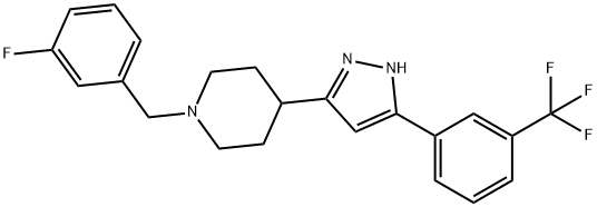 1-(3-FLUOROBENZYL)-4-(5-[3-(TRIFLUOROMETHYL)PHENYL]-1H-PYRAZOL-3-YL)PIPERIDINE 结构式