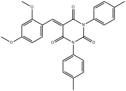 5-((2,4-DIMETHOXYPHENYL)METHYLENE)-1,3-BIS(4-METHYLPHENYL)-1,3-DIAZAPERHYDROINE-2,4,6-TRIONE 结构式