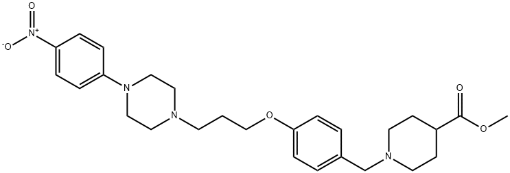 1-(4-(3-(4-(4-硝基苯基)哌嗪-1-基)丙氧基)苄基)哌啶-4-羧酸甲酯 结构式
