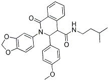 (2-BENZO[3,4-D]1,3-DIOXOLEN-5-YL-3-(4-METHOXYPHENYL)-1-OXO(4-2,3,4-TRIHYDROISOQUINOLYL))-N-(3-METHYLBUTYL)FORMAMIDE 结构式