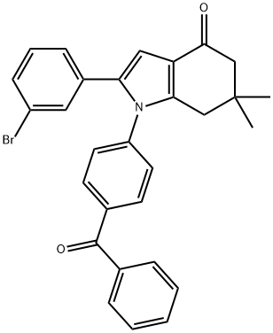 2-(3-BROMOPHENYL)-6,6-DIMETHYL-1-(4-(PHENYLCARBONYL)PHENYL)-5,6,7-TRIHYDROINDOL-4-ONE 结构式