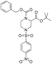 TERT-BUTYL 1-(BENZYLOXYCARBONZL)-4-(4-NITROPHENYL)SULFONYL-PIPERAZINE-2-CARBOXYLATE 结构式