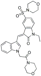 (Z)-1-ETHYL-3-((1-(2-MORPHOLINO-2-OXOETHYL)-1H-INDOL-3-YL)METHYLENE)-5-(MORPHOLINOSULFONYL)INDOLIN-2-ONE 结构式