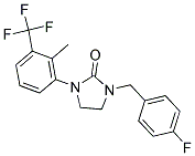1-(4-FLUOROBENZYL)-3-[2-METHYL-3-(TRIFLUOROMETHYL)PHENYL]IMIDAZOLIDIN-2-ONE 结构式