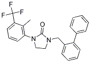 1-(BIPHENYL-2-YLMETHYL)-3-[2-METHYL-3-(TRIFLUOROMETHYL)PHENYL]IMIDAZOLIDIN-2-ONE 结构式