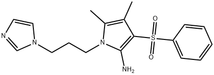 1-[3-(1H-Imidazol-1-yl)propyl]-4,5-dimethyl-3-(phenylsulfonyl)-1H-pyrrol-2-amine 结构式