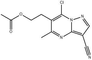 2-(7-Chloro-3-cyano-5-methylpyrazolo[1,5-a]pyrimidin-6-yl)ethyl acetate 结构式