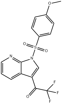 2,2,2-TRIFLUORO-1-(1-[(4-METHOXYPHENYL)SULFONYL]-1H-PYRROLO[2,3-B]PYRIDIN-3-YL)-1-ETHANONE 结构式