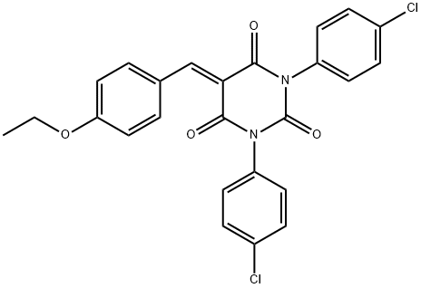 1,3-Bis(4-chlorophenyl)-5-((4-ethoxyphenyl)methylene)-1,3-diazaperhydroine-2,4,6-trione 结构式